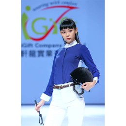 Design equestrian long-sleeved T-shirt female custom-made equestrian top equestrian polo shirt navy blue competition equestrian outfit equestrian outdoor suit MOD22-006 Design equestrian long-sleeved T-shirt female custom-made equestrian top equestrian polo shirt navy blue competition equestrian outfit equestrian outdoor suit MOD22-006